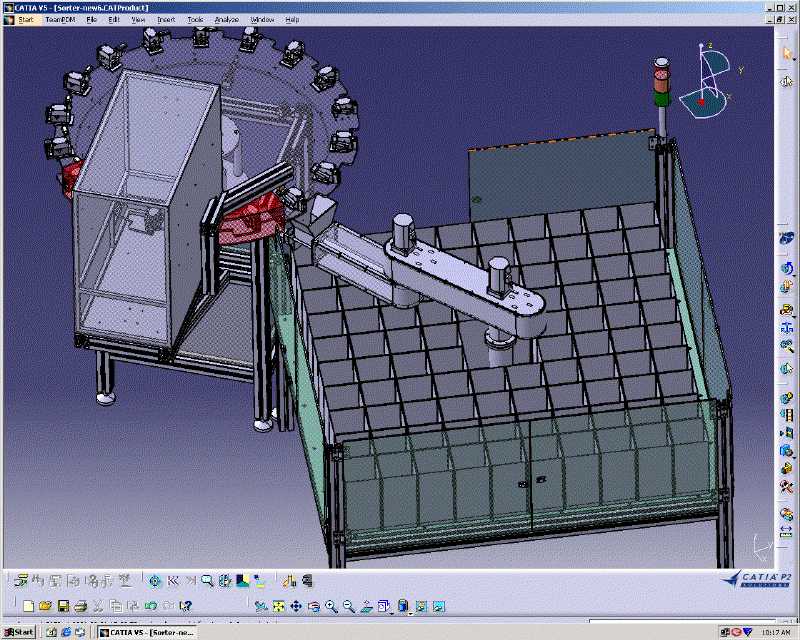 Final design of the feather sorter in CATIA